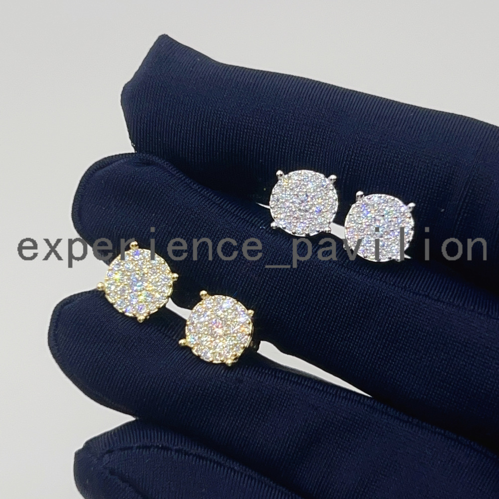 Custom Hiphop Jewelry Pass Diamond Tester 925 Sterling Silver VVS Classic Gold Plated Stud Moissanite Stud Earring