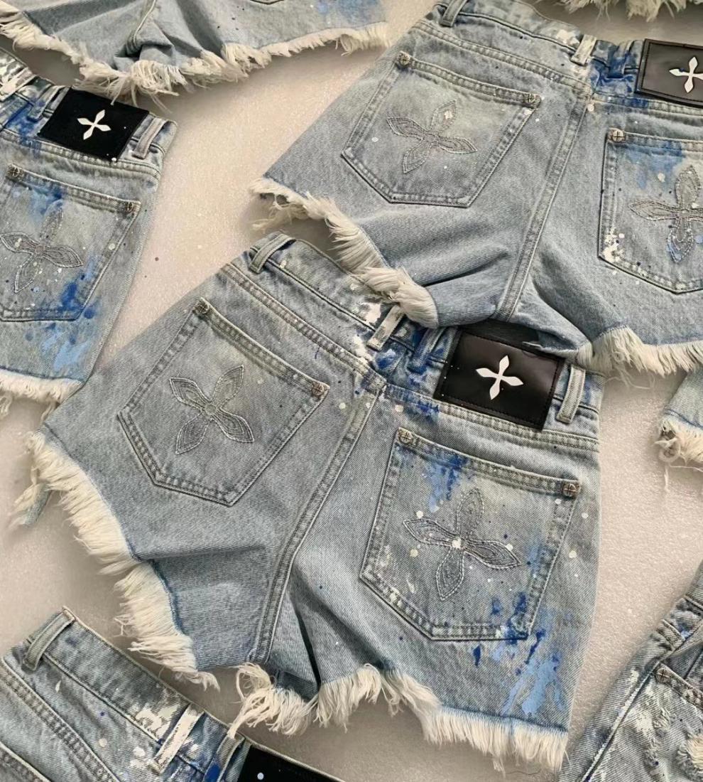 Women's Shorts Designer Short Jeans Sexy Hot Girl Fashion Brand Casual Slim Fit Patchwork Patch Raw Edge Denim Shorts