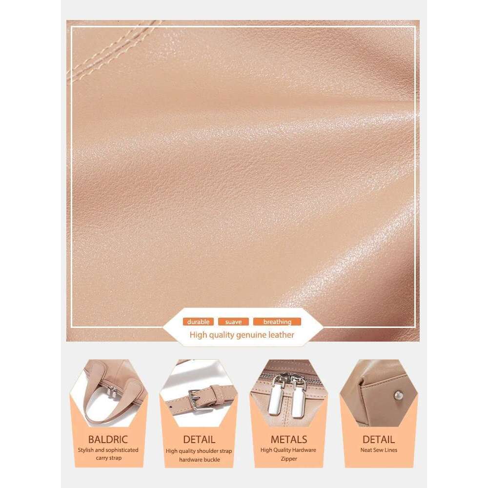 Zency Simple Solid Color Real Cowhide Shoulder Crossbody Bags Genuine Leather Women Handbag Casual Tote Vintage Coffee Bag 2025