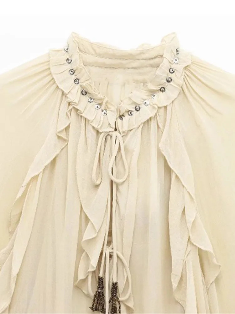 Women 3 Piece Sets Elegant Ruffles Laple Hollow Out Lace Up y Vest Mini Skirts Female Suits Spring Lady Outfits 250515
