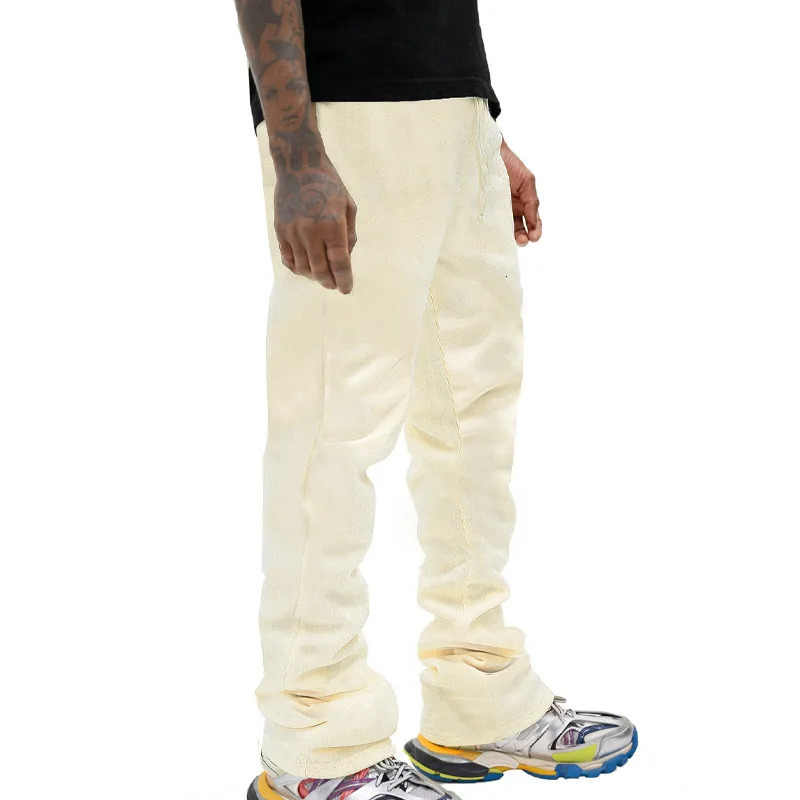 Bootcut Drawstring Trousersfor Men American Street Hip Hop Solid Color Retro Casual Pan CrossBorder 250515