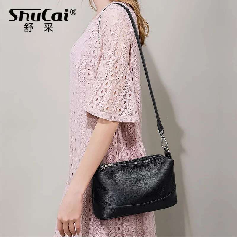 Genuine Leather Shoulder Fashion Crossbody Bag For Women Ladies Solid Casual Small Messenger Bags