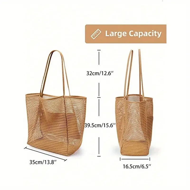Mesh Beach Tote bag for Womens Shoulder Handbag Causal Hobo Pool Bags travel beach swimming bowls beach bags 250515