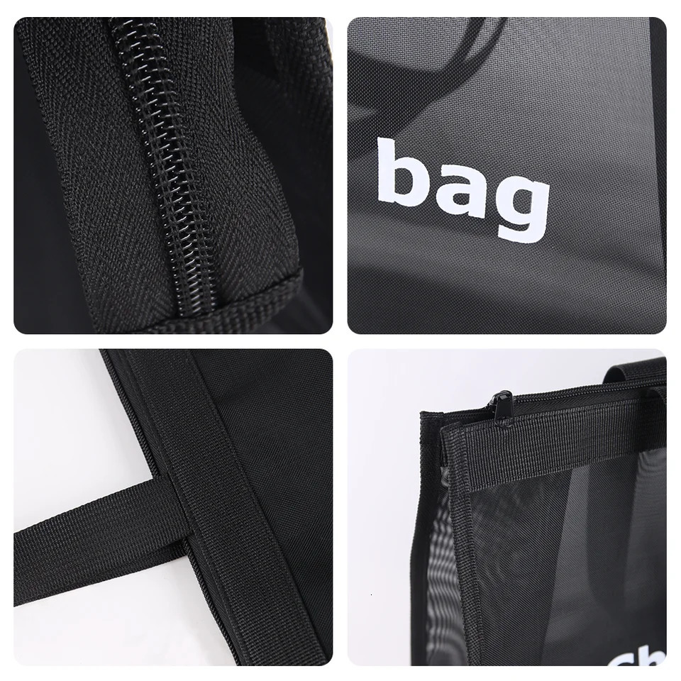 Extra Mesh Shopping Bag For Women Holiday Travel Beach Bags With Drawstring Shoulder Handbag Reusable Shopping Tote Bags 250515