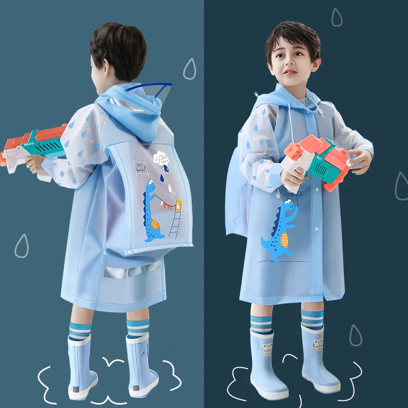Children Raincoat Girls Boys School Students Backpack Location Waterproof Cartoon Rainwear For 2-12 Years Old Kids 250515