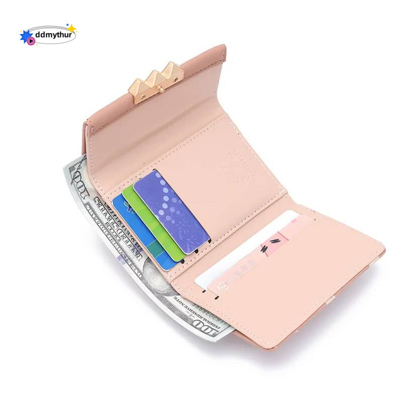 Autumn winter new women's short wallet Korean PU high texture iron frame printed small square bag simple and versatile stude ddmythur