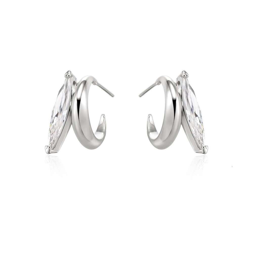 Boonee alus simple temperament exquisite horse eye ring zircon circle women's summer cool feeling earrings