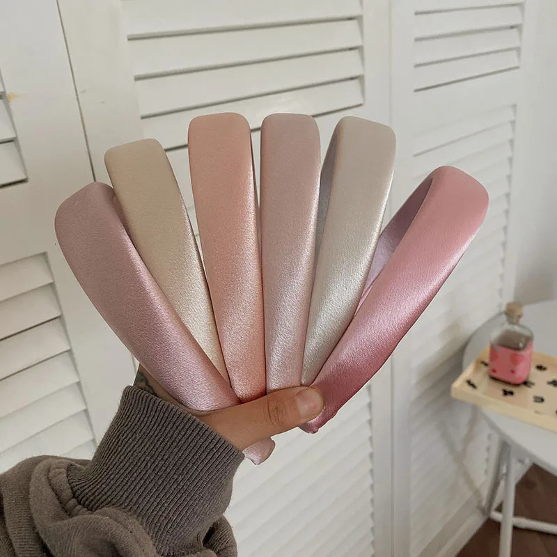 Shiny Satin Fabric Headband Wide Cross Hairbands Daily Headwear Sweet Simple Headbands Women Hair Accessories 250509
