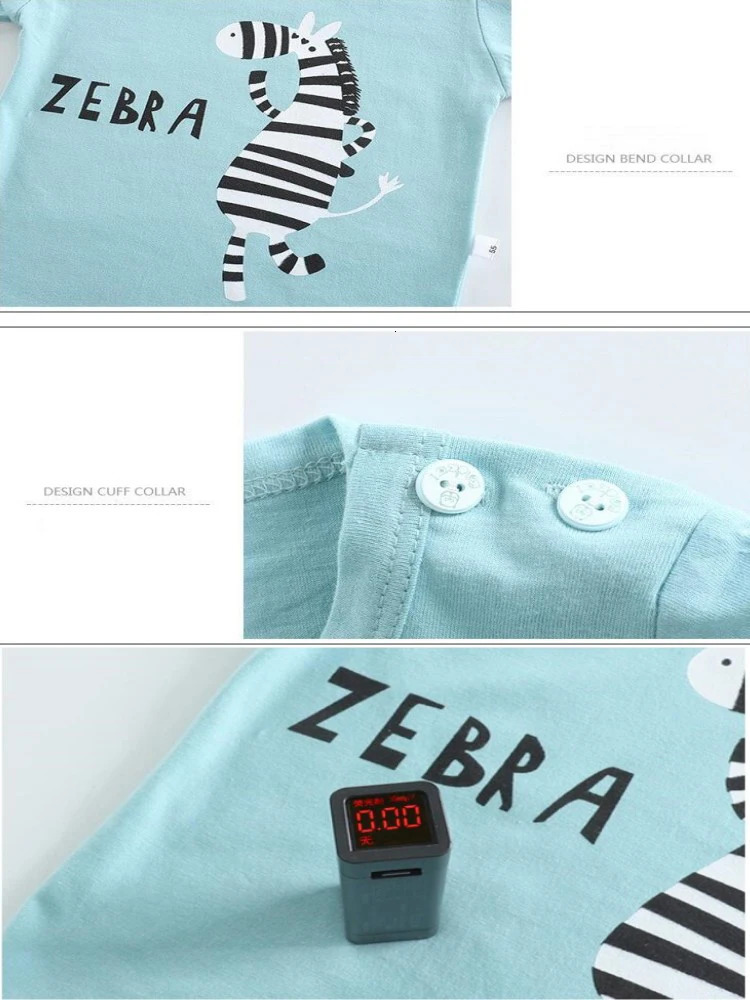Cotton TeesShorts 2-piece Tracksuit Set Kid Cartoon Zebra Dinosaur Print Summer Suit Children Boys Girls Baby 1-6 Years Clothes 250515