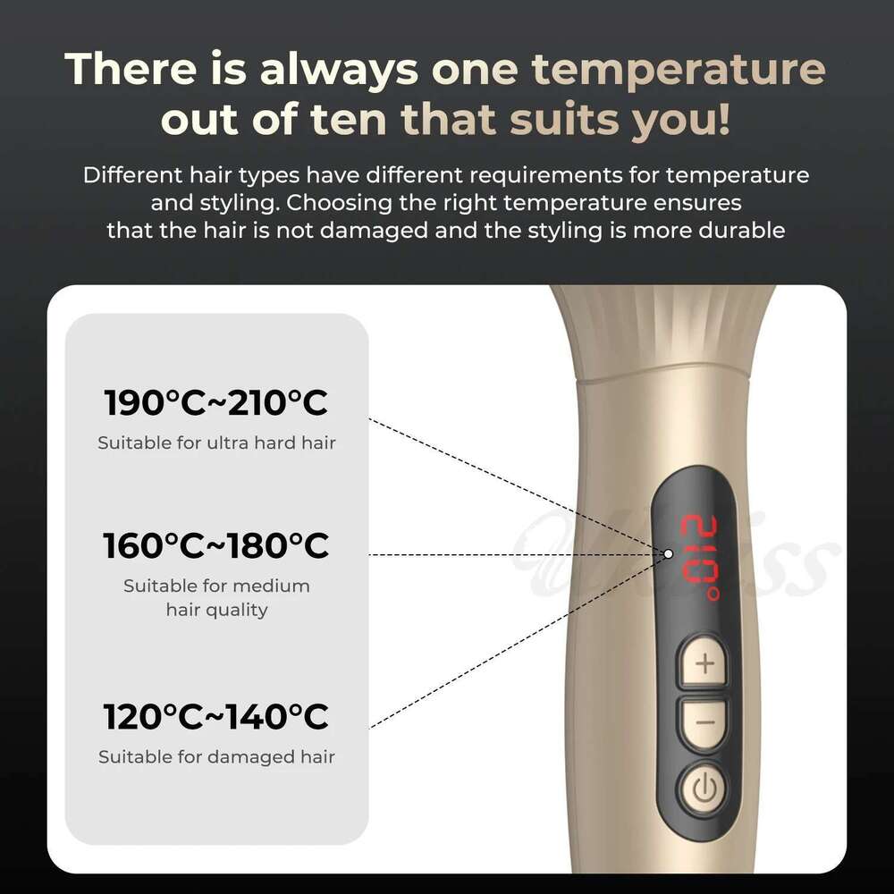 Volumizing Comb Heated 10 Temperature Setting Hair Styling Tool Heating Round Brush Professional Curling Iron