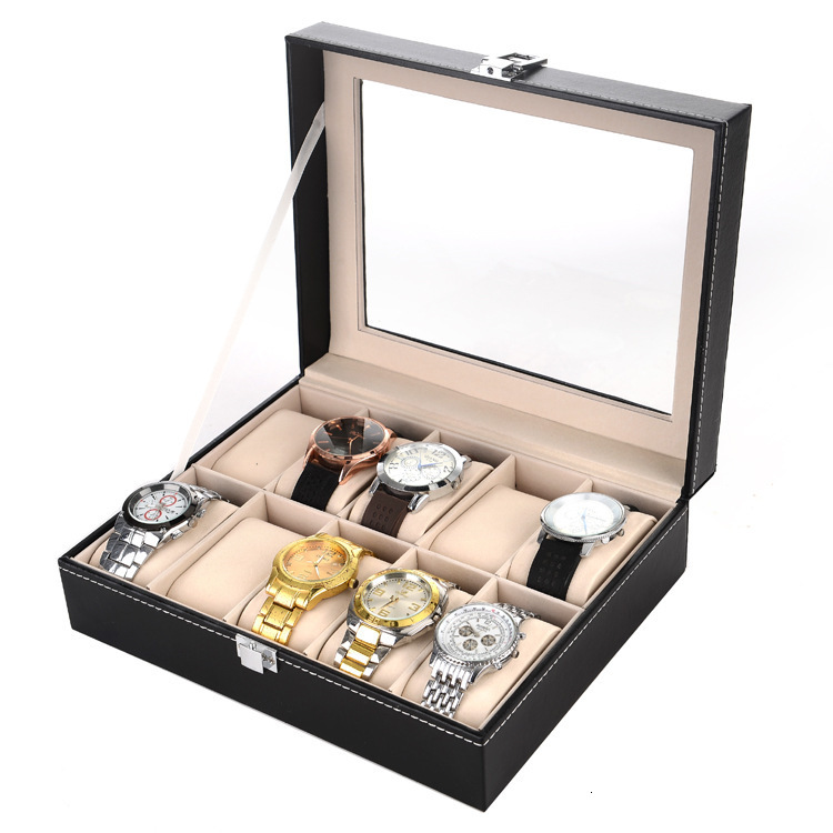 PU Leather Watch Box 6/10/12 Girds Watch Case Storage Box Watch Holder Box Organizer Watch Display Box 240531