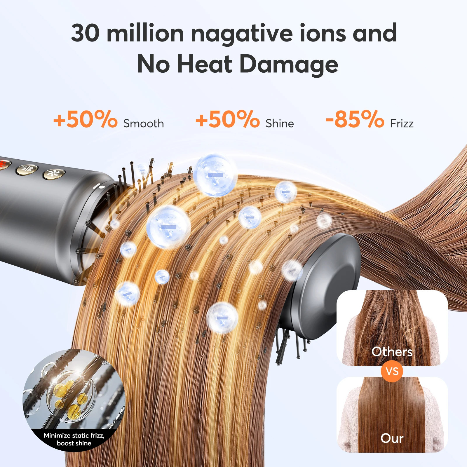 Bopcal 5 In 1 Hair Dryer Air Comb Electric Hair Curling Iron 1200W High Speed Blower Multifunctional Styling Tools Hairdryer 250513