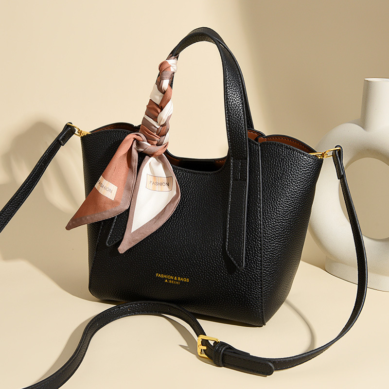 New Large Capacity Tote Bag for Women, Fashion Handheld Silk Scarf, Designer Basket Bag, Multi functional Single Shoulder Crossbody Bag, Solid Color R