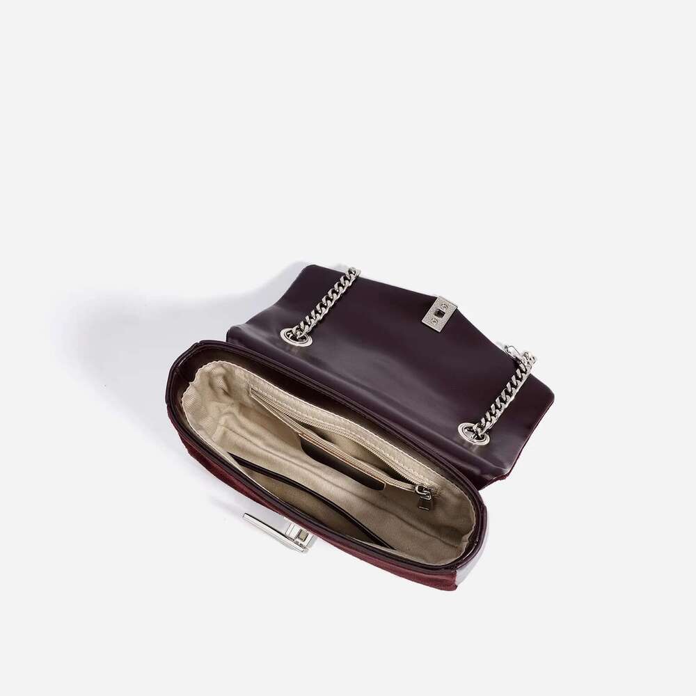 Genuine Leather Flap Design Small Square Simple Versatile Commuter Cowhide Shoulder Bag Lady Chains Handbags