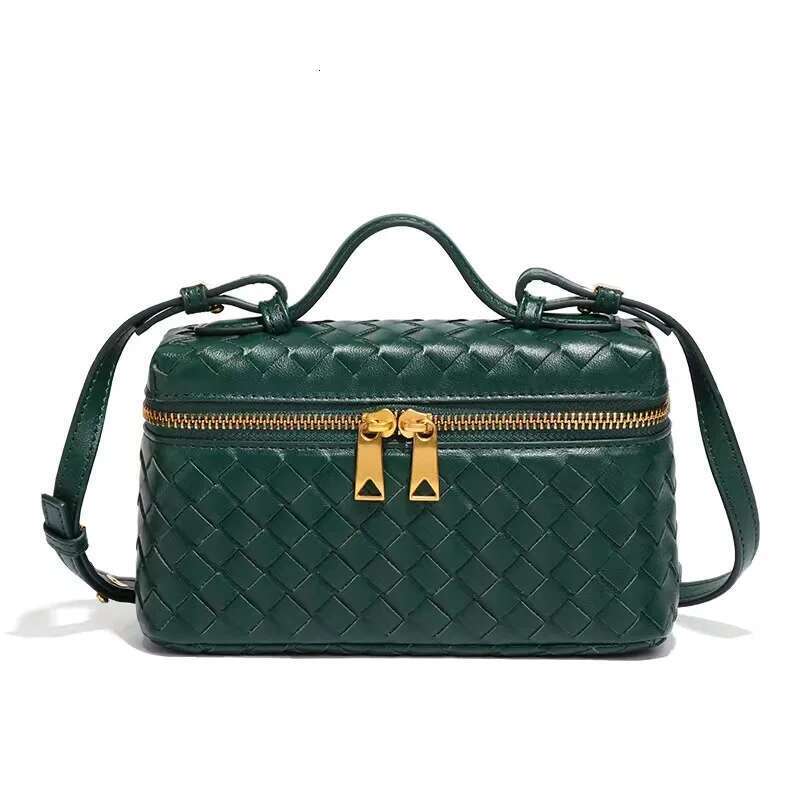 Box Woven Lunch Box Bag, Double-Sided Zipper Opening And Closing Handbag, Trendy Single Shoulder Small Square Bag