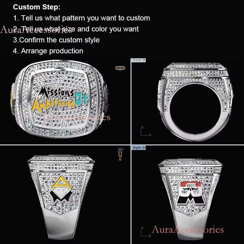 Jewelry Sterling Sier VVS Moissanite Dia Custom Letter Name Iced Out Hip Hop Championship Ring for Men