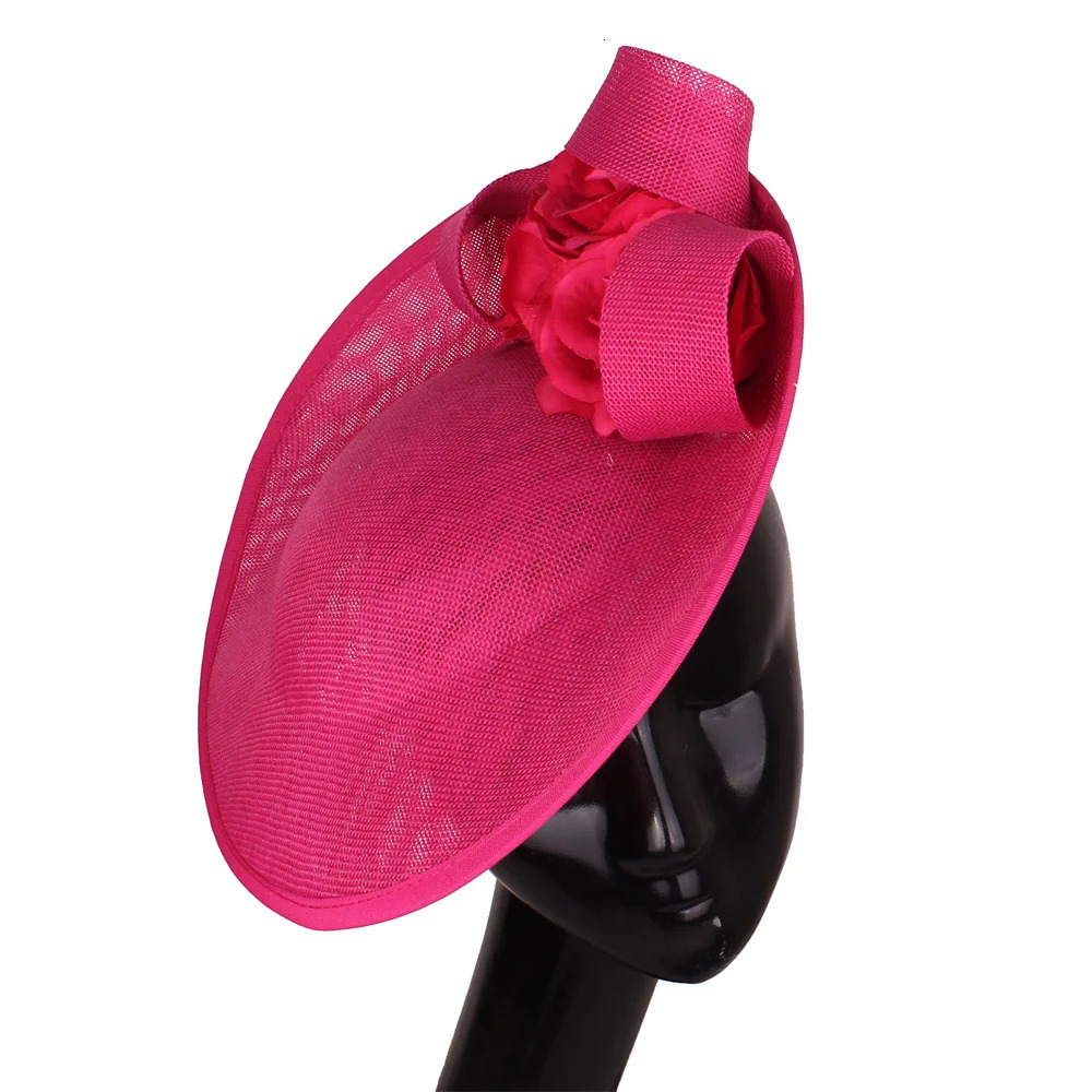 Pink Millinery Hats Bride Wedding Mesh Fascinator Hats Chic Hair Clip Ladies Formal Derby Headpiece Women Cocktail Headwear 250514