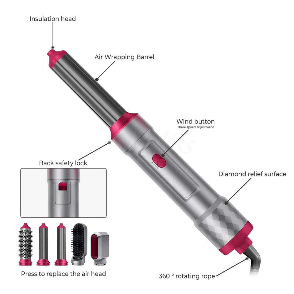 New 5 In1 Dryer Iron Straightener Brush Electric Hairdryer Curling Wand Styling Comb Multi Hair Styler