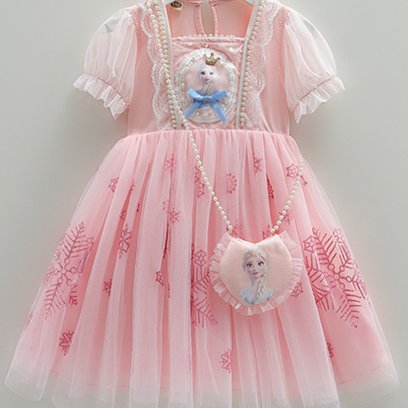 DISNEY kids designer clothes Frozen Elsa Princess Baby Short Skirt Baby Chiffon Short Sleeve Dress Children Party Dress Princess Dress.