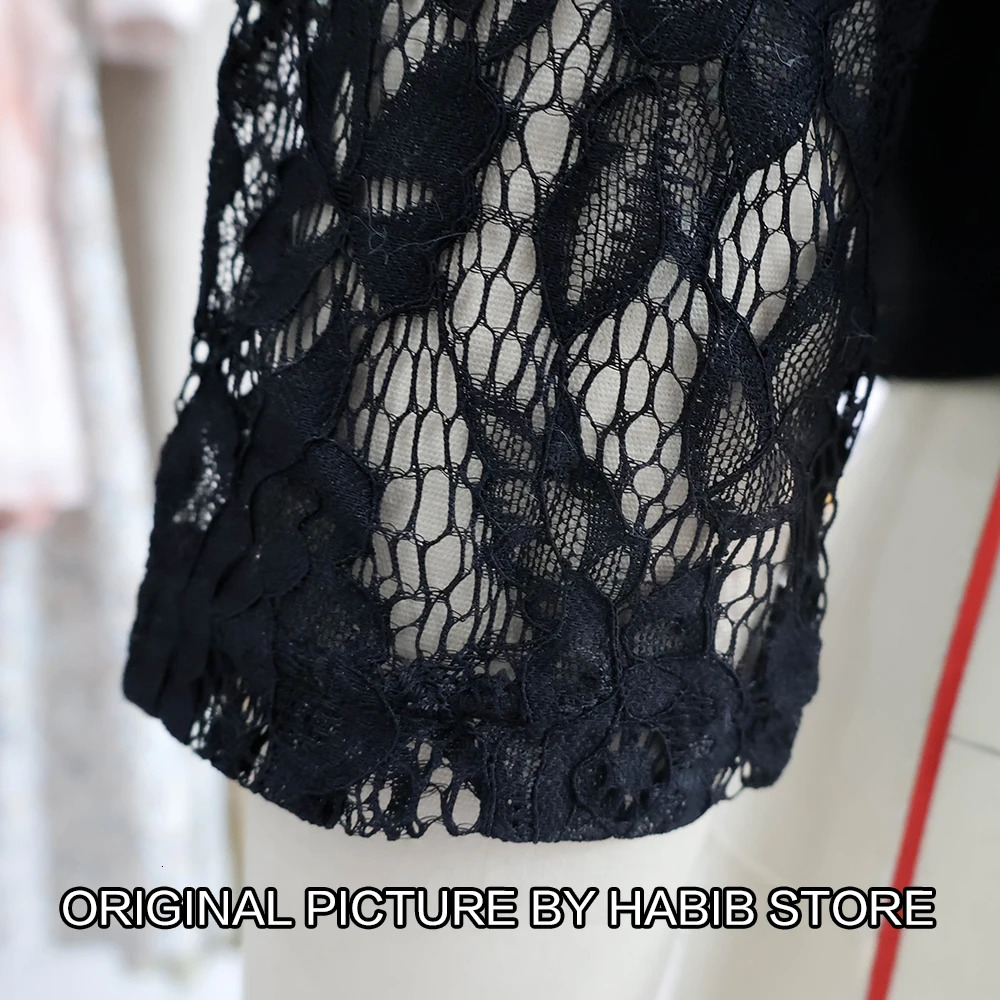 Women Solid Casual Outwear Lace Long Sleeve Jacket Y2k Spring Autumn Elegant Zipper Coat Office Wear Slim Office Coat Crop Top 250515