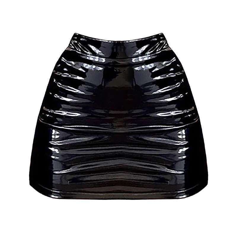 MOUKYUN Black Latex Leather Mini Skirt Women Sexy High Waist Bodycon Short Korean Ladies Office PU Skinny Pencil Skirts