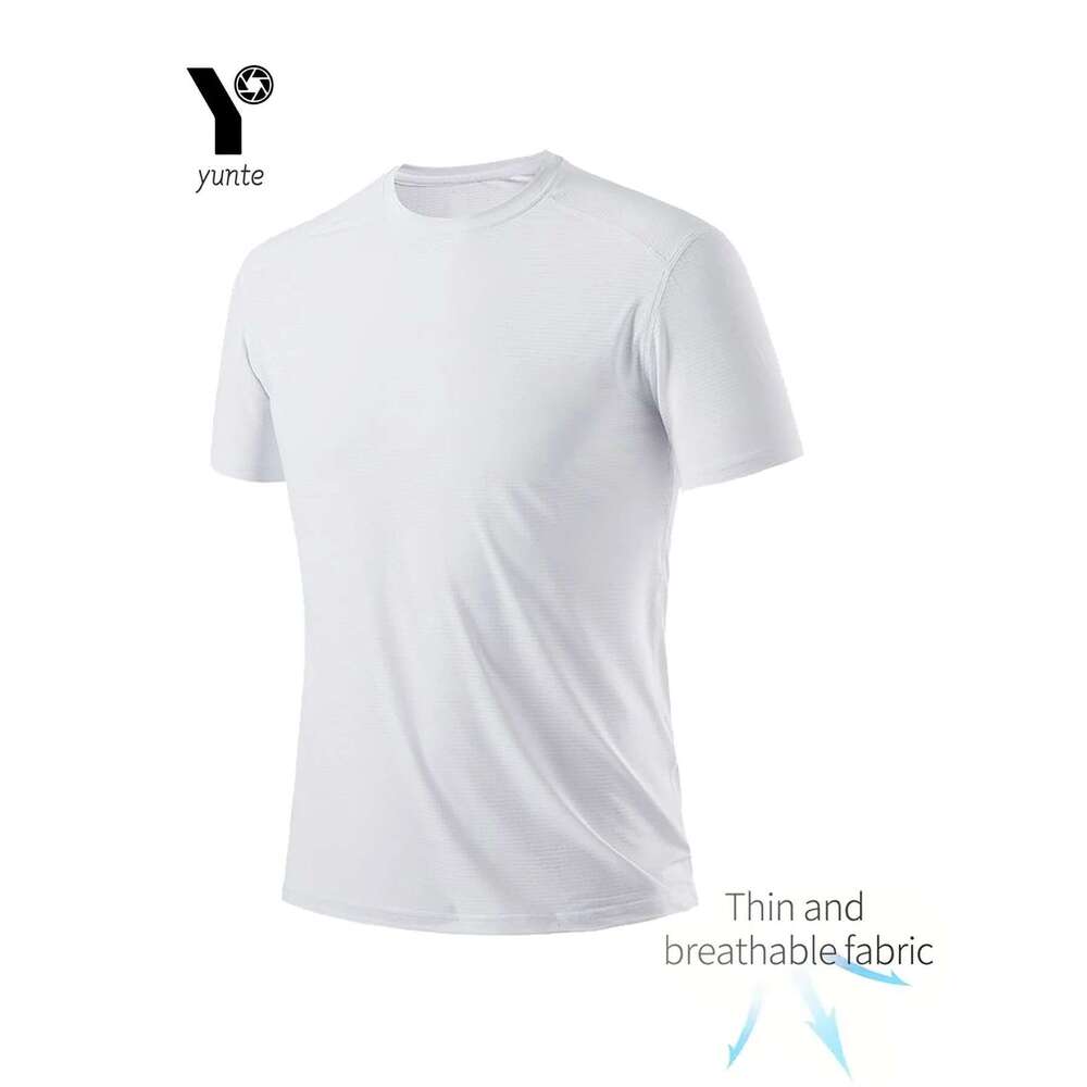 Round Neck T-Shirt 7-Piece White Ultra-Light Men's Quick-Drying Breathable Sweat-Absorbent Shirt Suitable for Fiess Gym and Ru