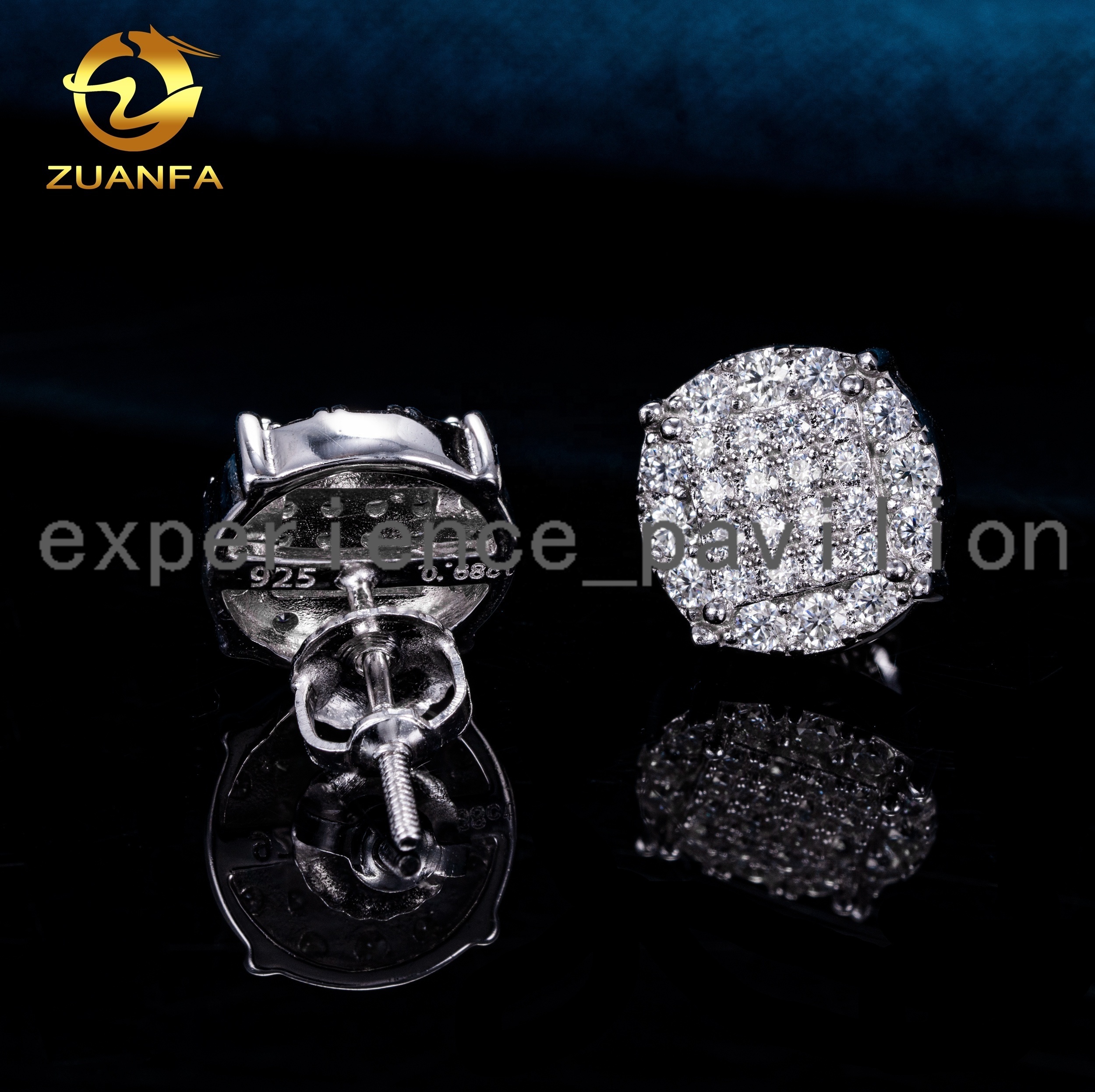 Factory Price Sterling Silver Custom Luxury Diamond Jewelry Fashion Jewelry Vvs Hip Hop Moissanite Earrings 18K Gold