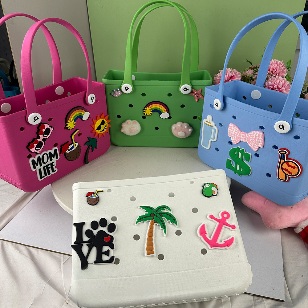 Top quality Brand High Quality Fashionable solid color EVA hole pool DIY beach bag expandable storage portable handbag New Free Delivery Designer Bag