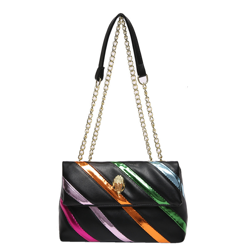 Top brand high-quality new free designer bag for summer new women's spliced color bar chain shoulder crossbody bag