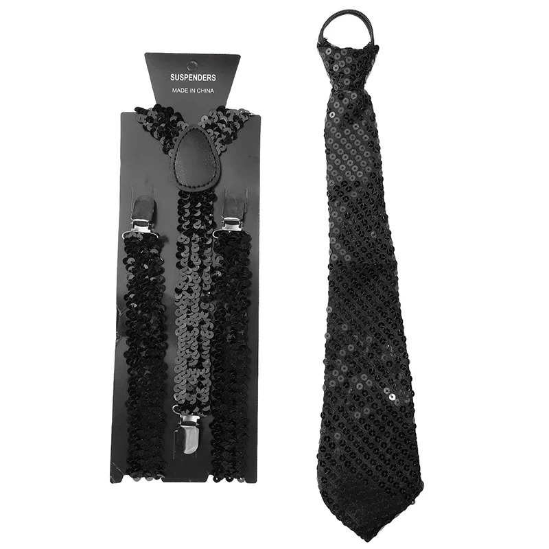 Shinning Sequin Suspenders for Men and Woman Elastic Wide Adjustable Heavy Duty Strong Pant Clip Suspender Costume 250515