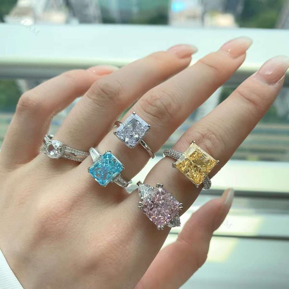 Dylam boutique 8A zircon engagement and stone, wedding accessory S pure silver women's ring with gold plating