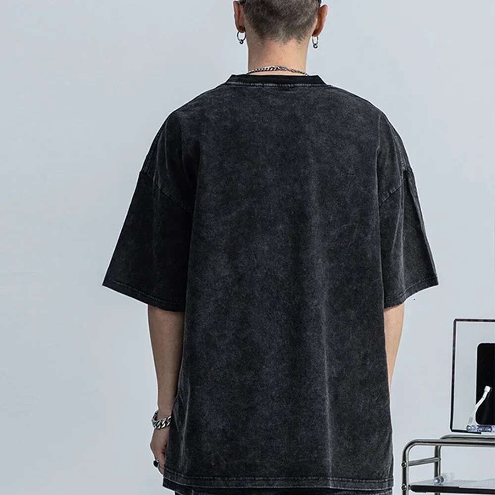Men's Washed T Shirt Summer vintage Casual T-shirt Loose TShirts Women Black Acid Wash Y2k Short Sleeve Hip Hop Streetwear Tees