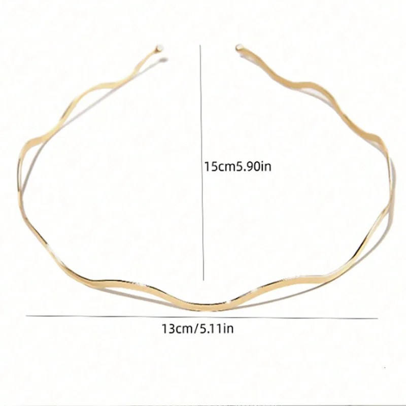 3pcs Simple Gold Ripple Metal Hairbands Elegant Wave Headbands Fashion Women Crown Head Hoop Hair Styling Headwear Accessories 250509