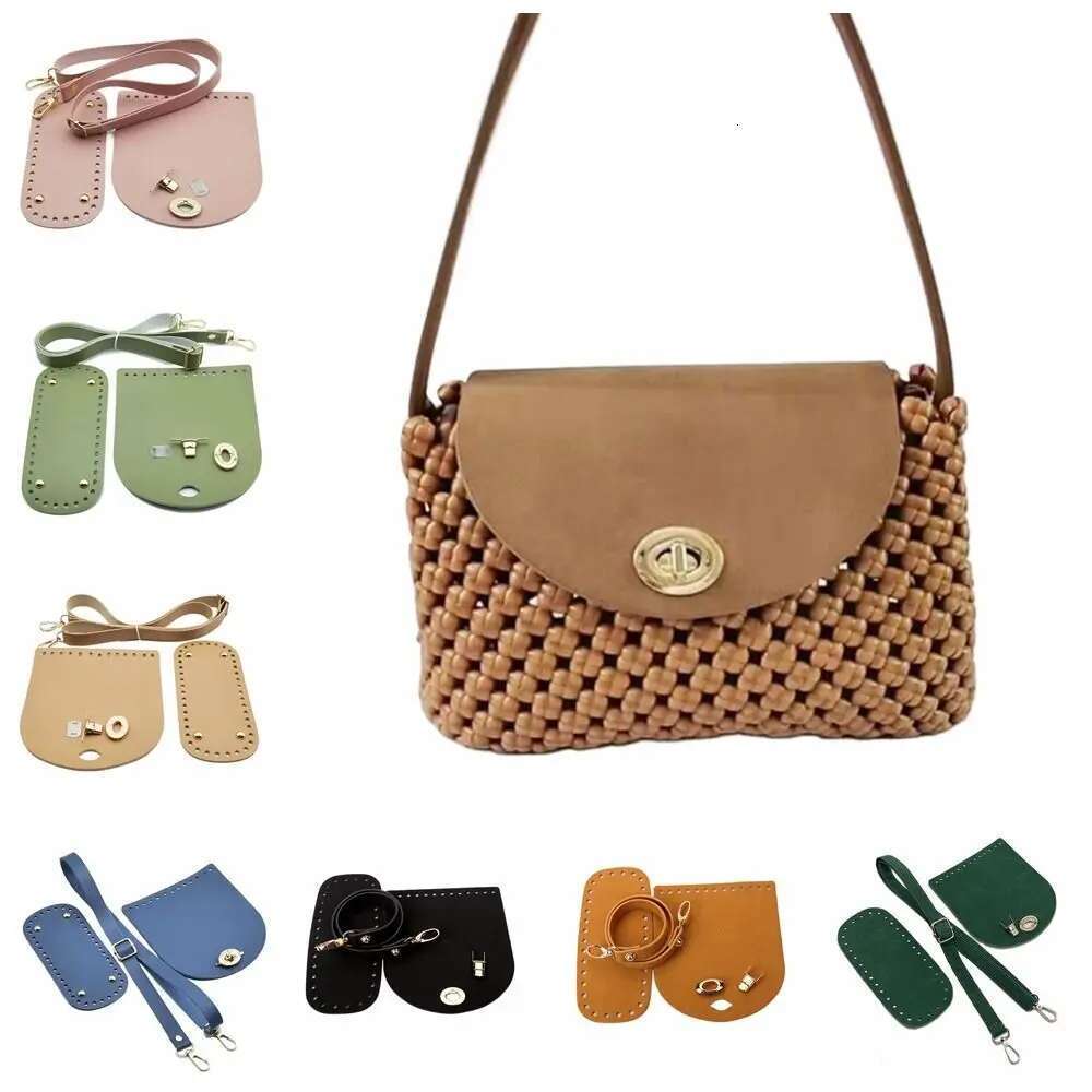 Solid Color 3Pcs/Set Shoulder Bottom PU Handmade Accessories DIY Replacement Leather Bag Strap