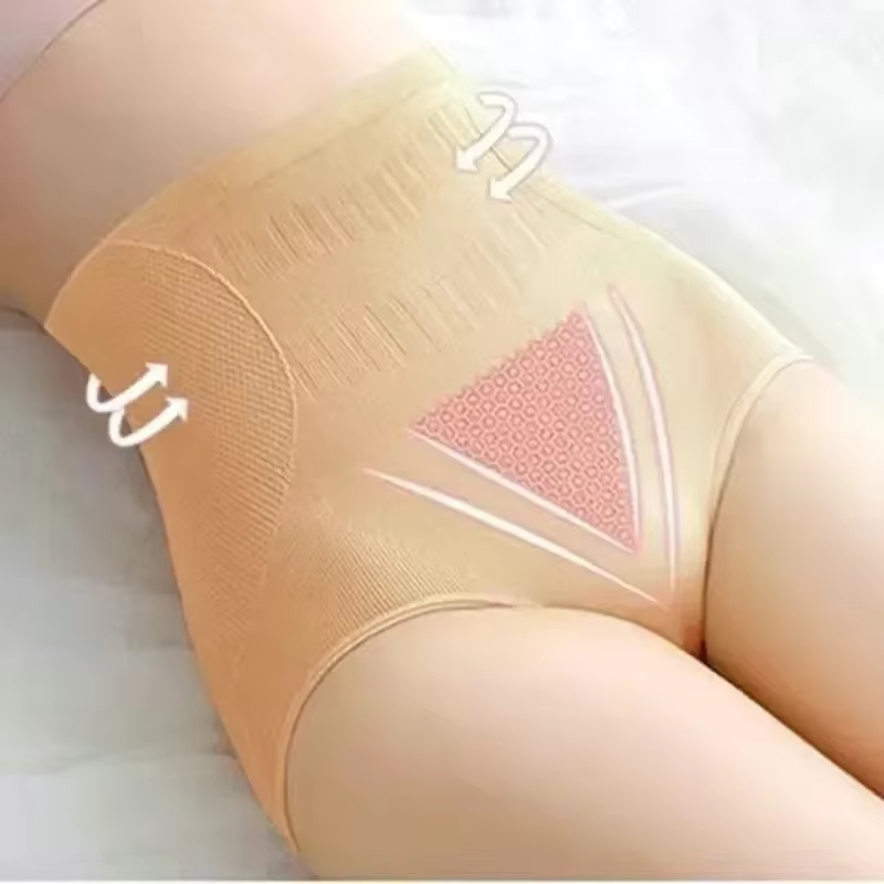 Seamless High Waist Briefs Striped Sexy Underwear Bodyshaper Large Size 3PCS Women High Seamless Sex Waist Panties Thongs Shorts Slimming Control Biki