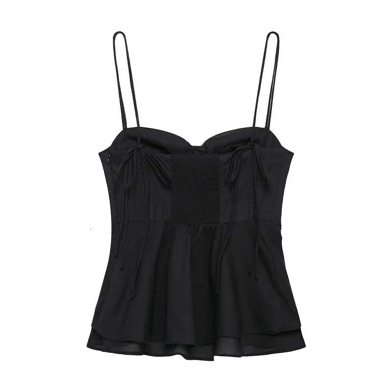 TRAF Black Corset Crop Top Woman Summer Camisole Backless Women Sleeveless Bustier Tops Sexy Beach for 250515
