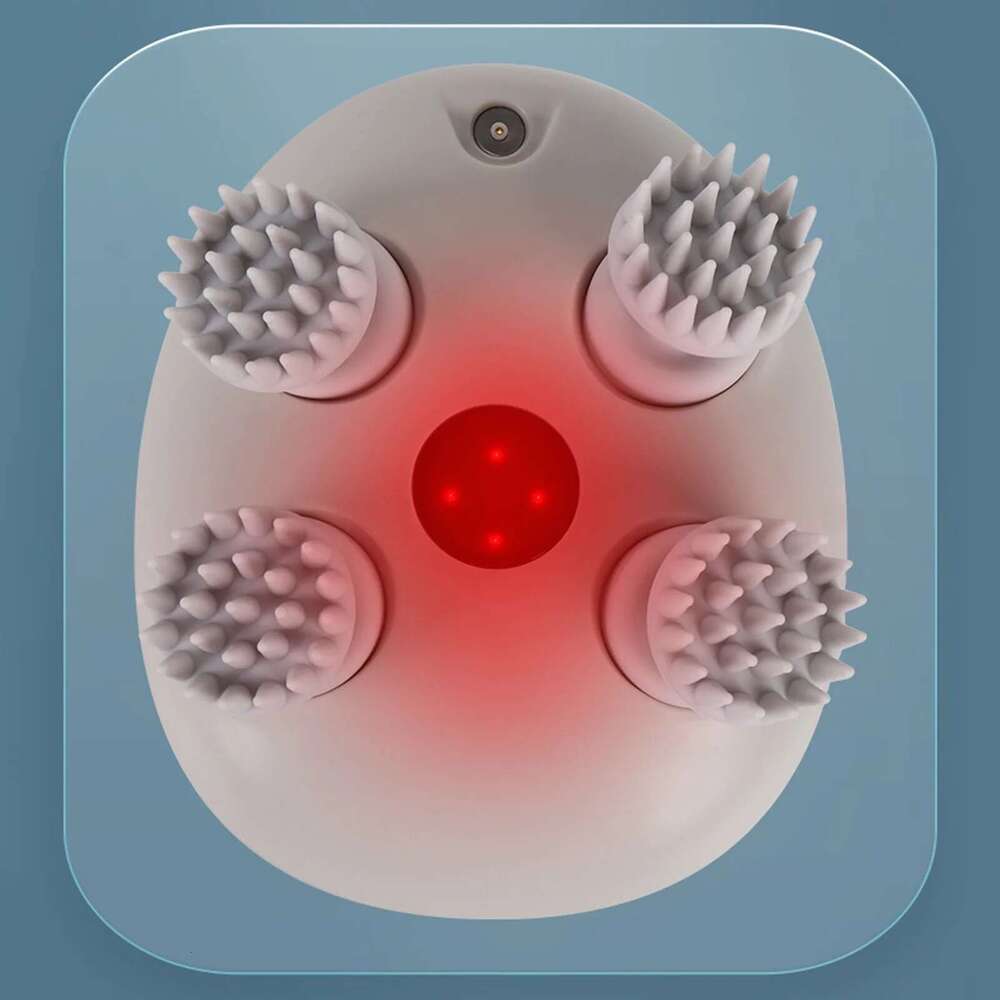 Small Portable Head Massager Hot Compress Red Light Waterproof Stress Relief Tool Scalp Relax for Deep Cleansing
