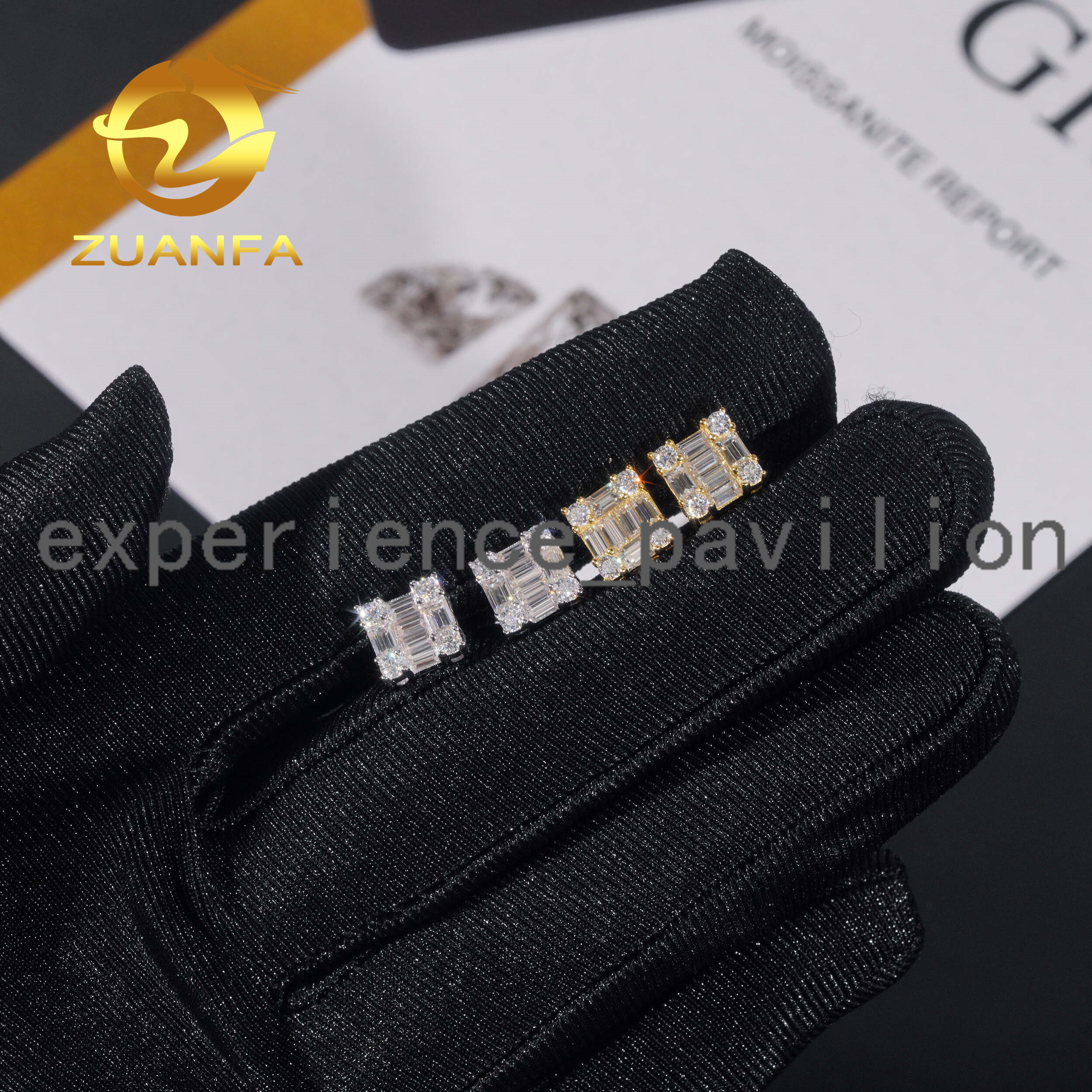 Iced Out baguette Cut Earrings Moissanite 925 Silver Stud Earrings Screw Back Pass Diamond Tester Fashion Stud Earring