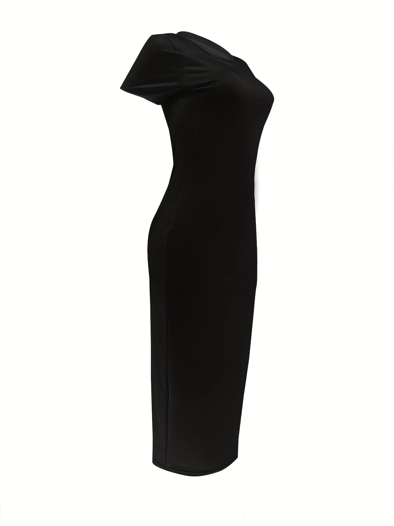 Womens T-shirt Long Dress Black Plus Size XS-5XL 250514