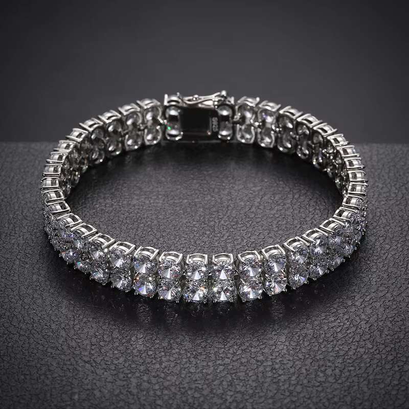 2 Rows 6mm 8mm 10mm Tennis Bracelet Sterling Sier VVS1 D Color Moissanite with GRA Certification