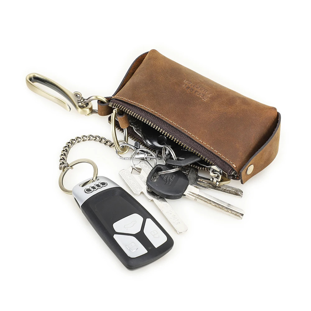 Genuine Leather Car Key Holder Organizer Pouch Key Wallet Housekeeper Key Case Rfid Blocking Key Keychain Bag 250515
