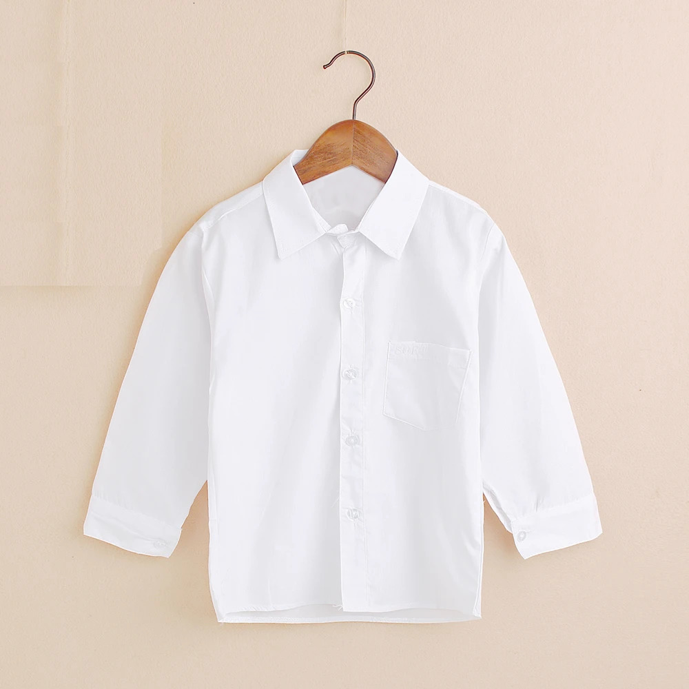 Childrens shirt in the spring and autumn boys and girls suit collar shirt Childrens pure color long sleeve shirt 250515