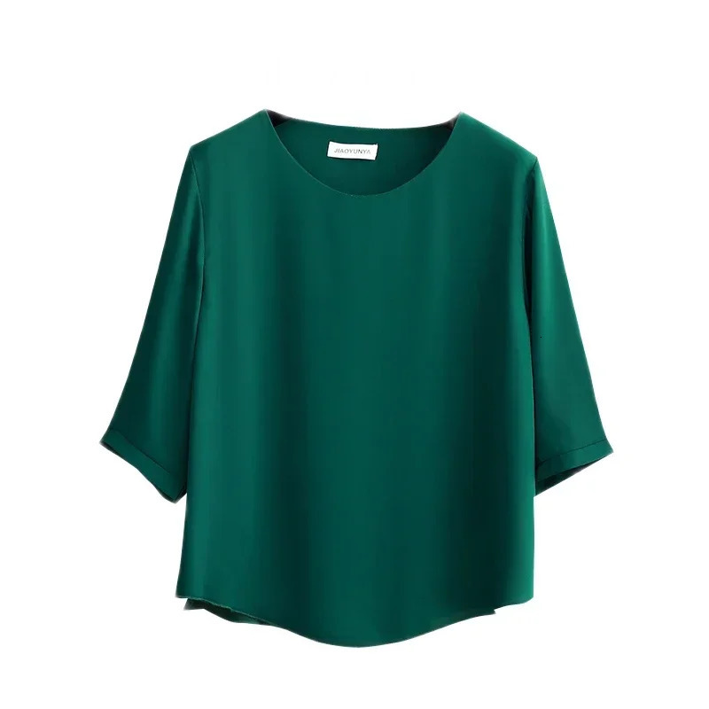 Moyisu Arrival Plus-size Seven-point Sleeved Summer Plus Size Womens Blouse Western Style Short Sleeved Chiffon Shirt 250514