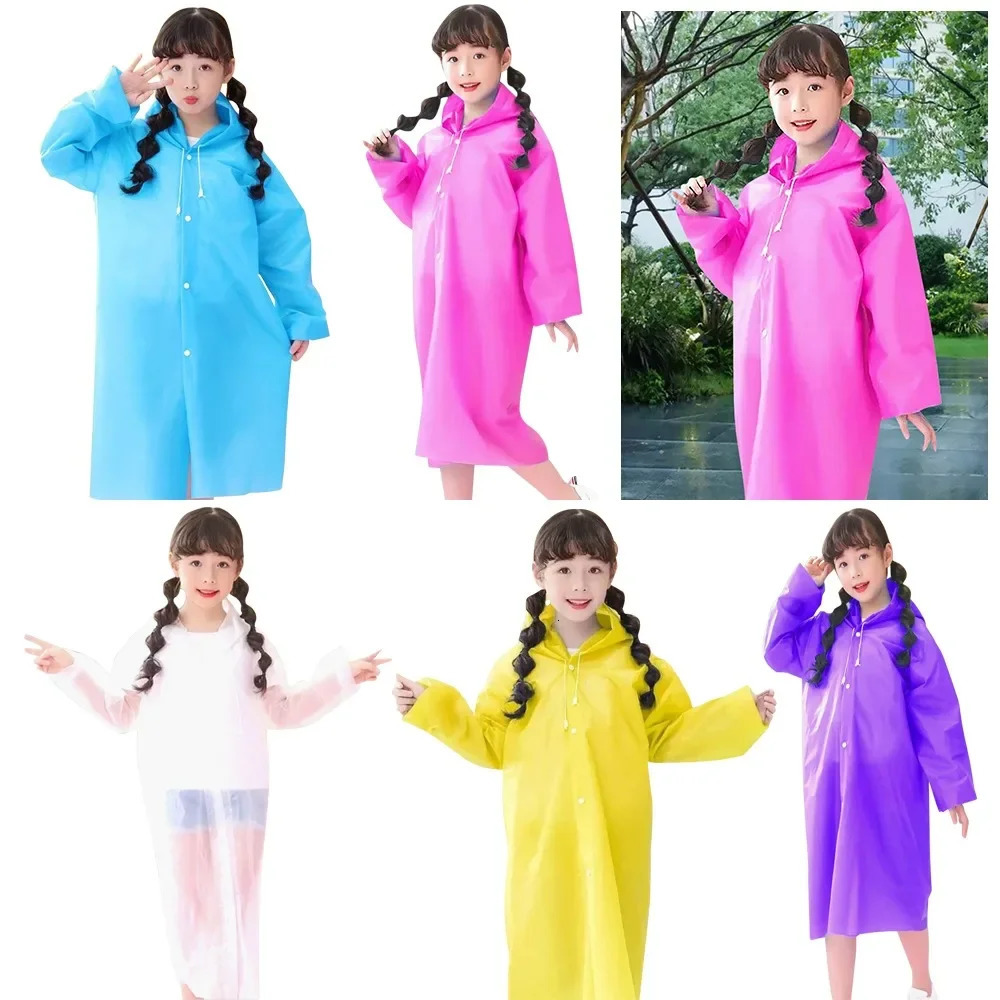 Solid Color Kids Raincoat Outdoor Waterproof Children Rain Poncho EVA Hoodie Rainwear Student Rain Coat Folding Kids Rain Coat 250515