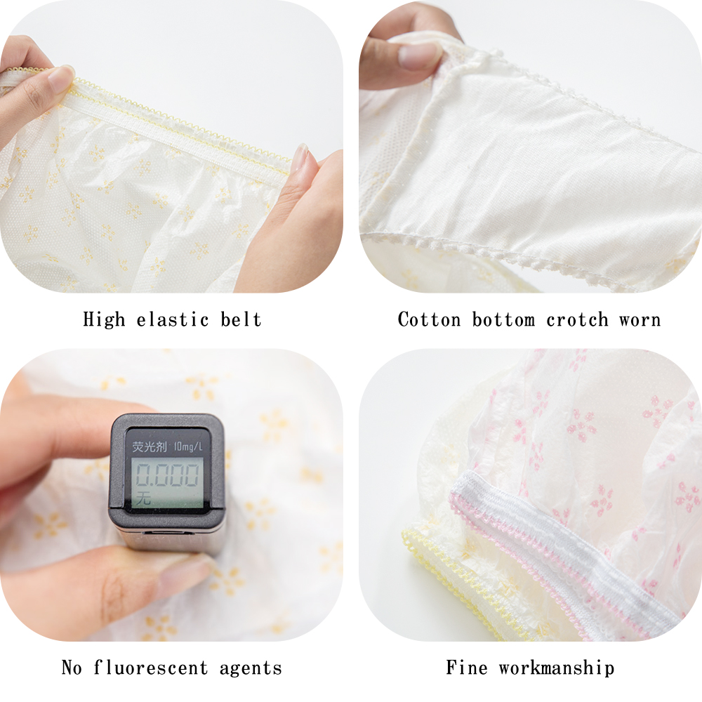 7Pcs/Set Travel Portable Disposable Non Woven Briefs Women Hotel Spa Wash-Free Panties Menstruation Underwear Emergency Underpants Individual Wrapp
