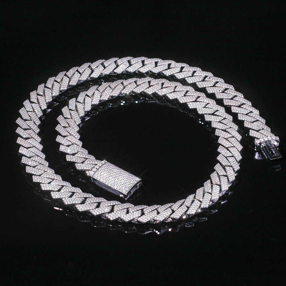 18mm 3-Row Sier Necklace Manufacturer Jewelry Silica Cuban Chain