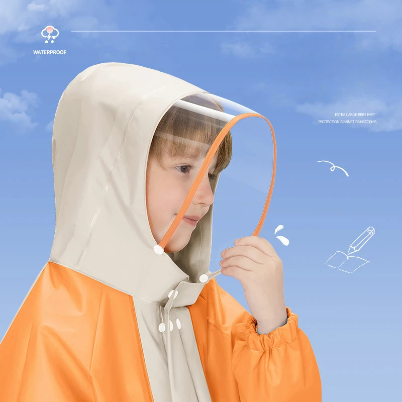 Childrens Raincoat - School Style Waterproof Rain Poncho with Backpack Slot for Toddlers and Big Kids Rain Coat Rain Poncho 250515