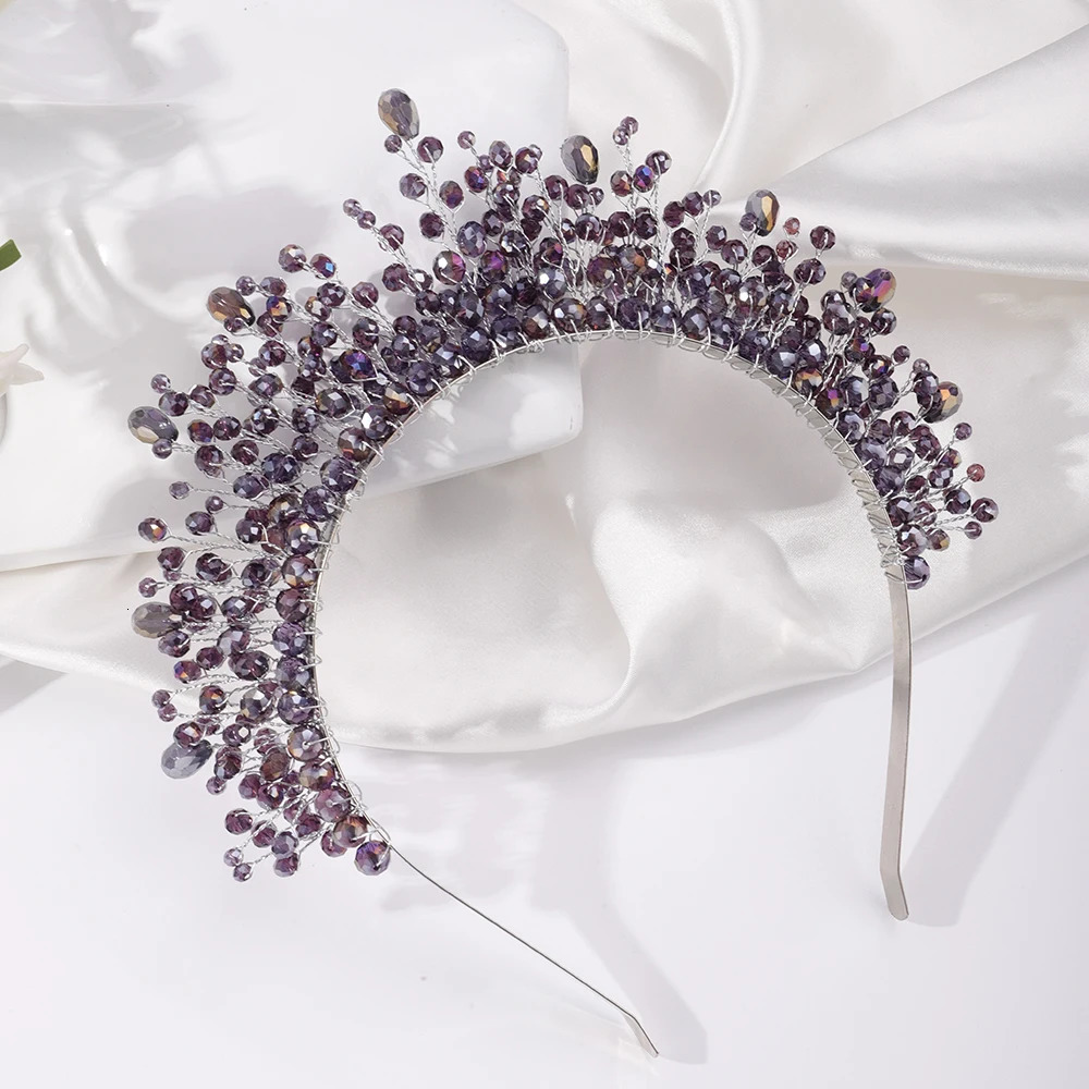 9Colors Crystal Bridal Crown Headband Silver Diamonds Crystal Brides Headpiece Handmade Party Wedding Hair Accessories 250509