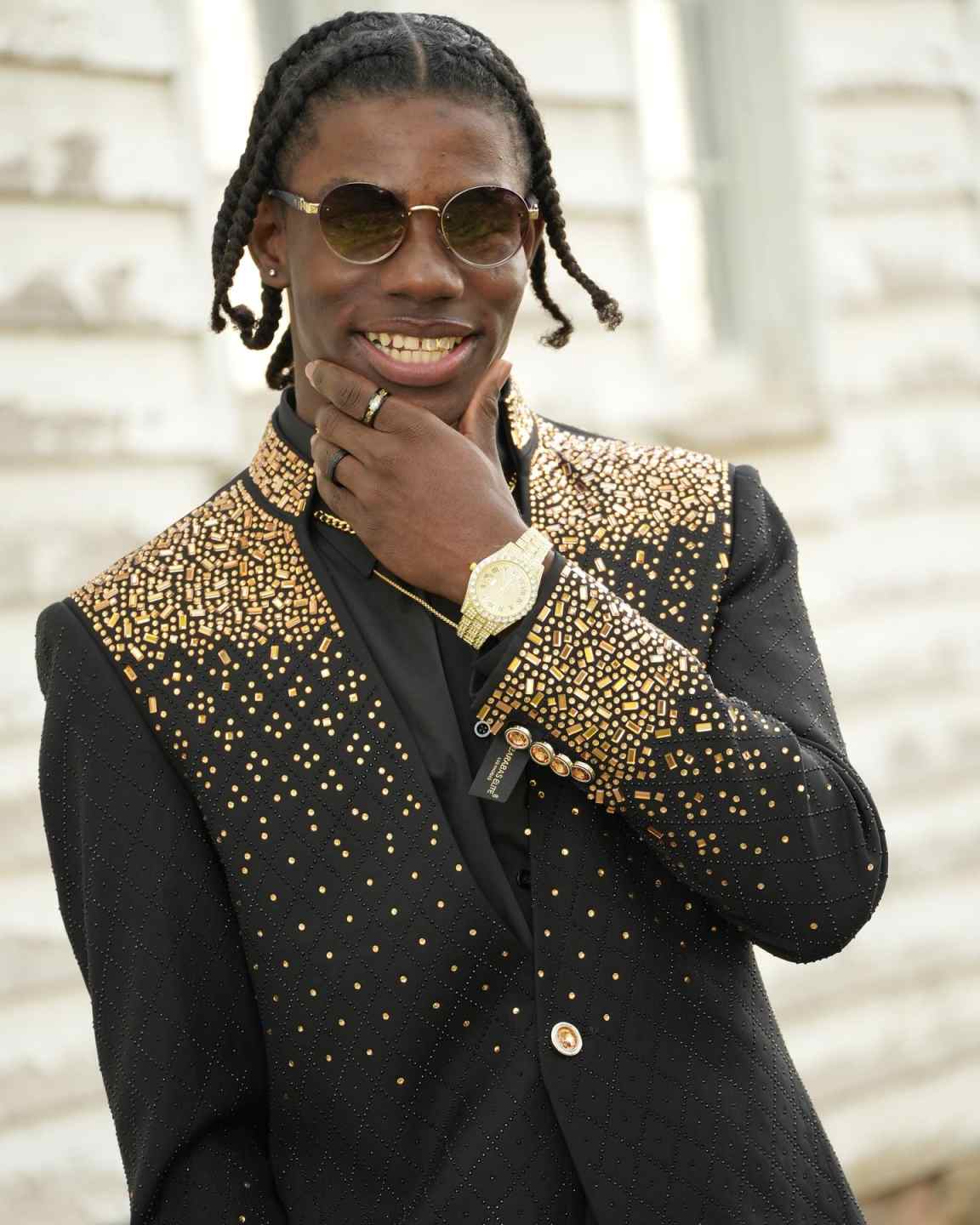 Gold Beads Men Pants Suits Customized Stand Up Collar Wedding Tuxedos Party Sets Male Blazer Homme 2 Pieces