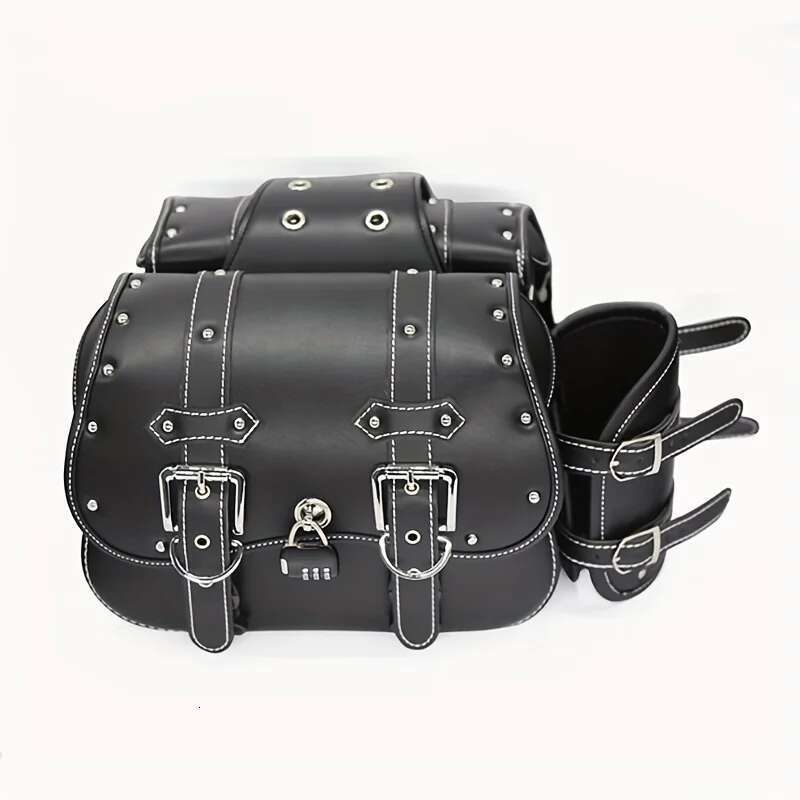 Universal Retro Black/Brown Motorcycle Saddlebag Large Capacity Motorbike Side Bags Storage Tool Waterproof Side Bag For Harley